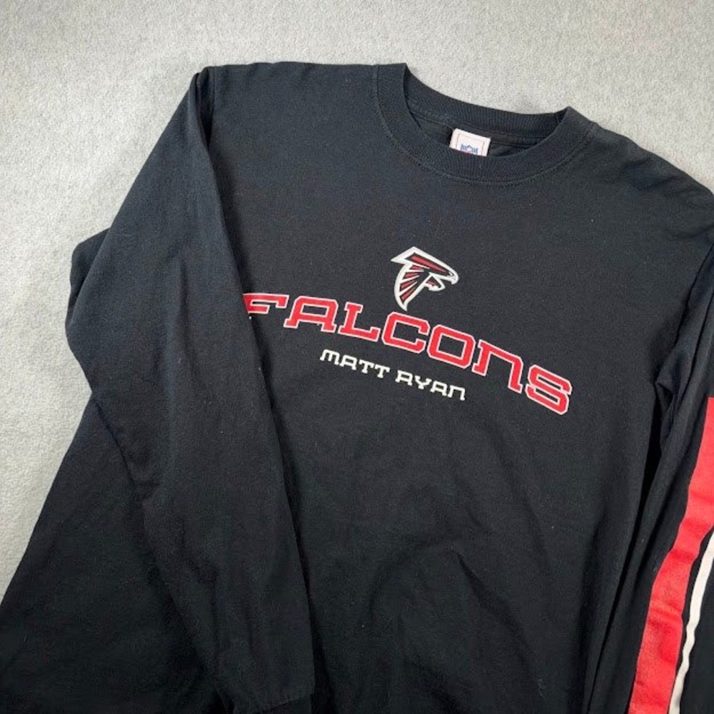 NFL Atlanta Falcons T-Shirt Mens M Black Solid Matt Ryan Long Sleeve Graphic